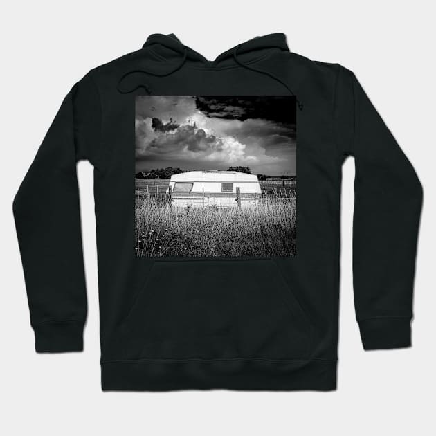 an abandoned caravan in an idyllic pasture Hoodie by connyM-Sweden